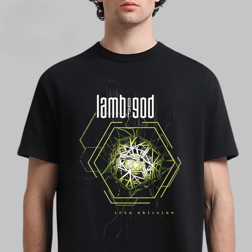 Lamb of God Skeleton Crow Print Tee Blue Flame Art Metal Band Streetwear Casual Unisex Top with 2025 Tour Dates