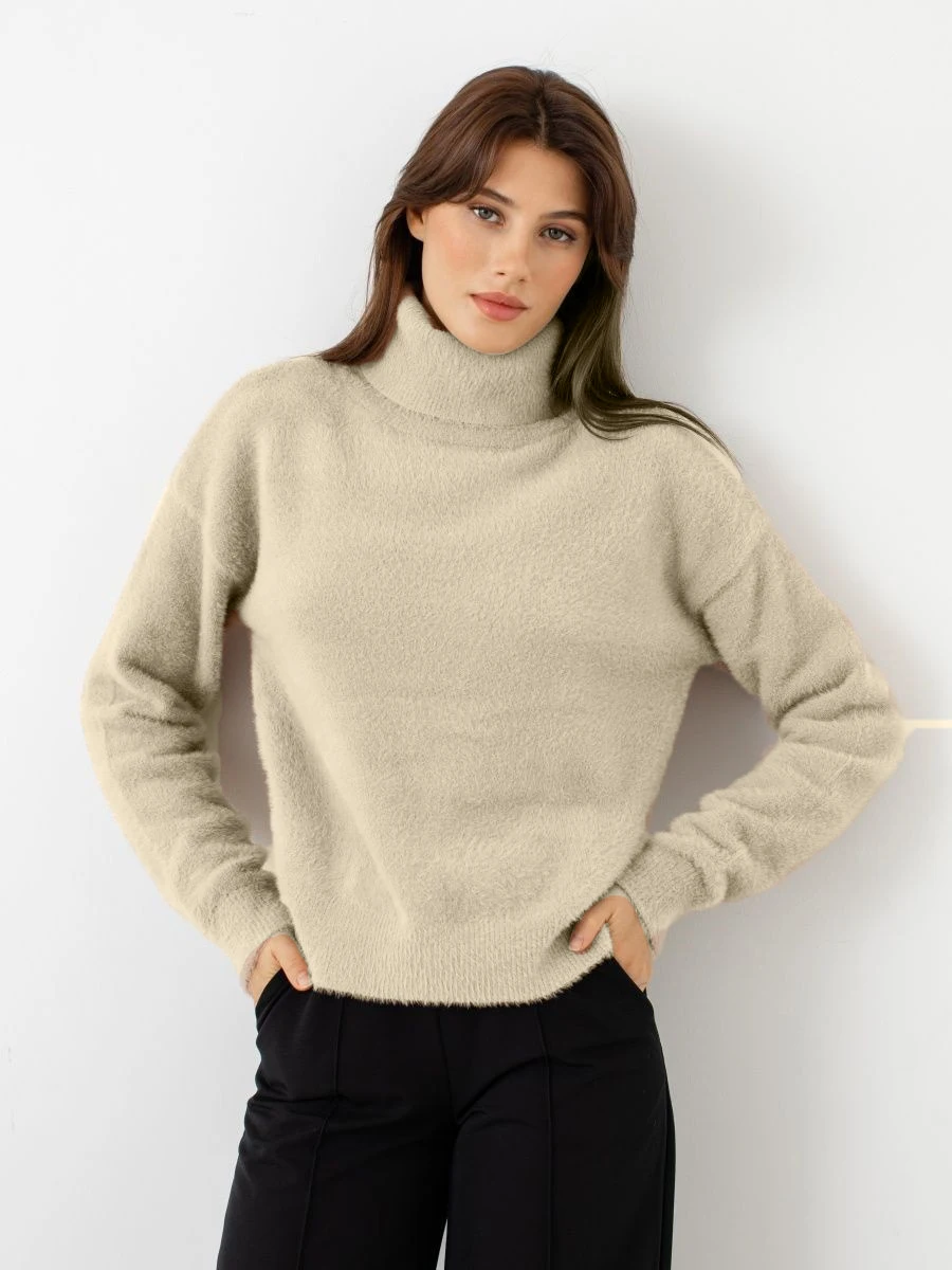 Hirsionsan Soft Thick Sweater Women Winter Elegant Turtle Neck Ladies Pullovers Chic Warm Casual Jumper Female Knitted Tops 2023