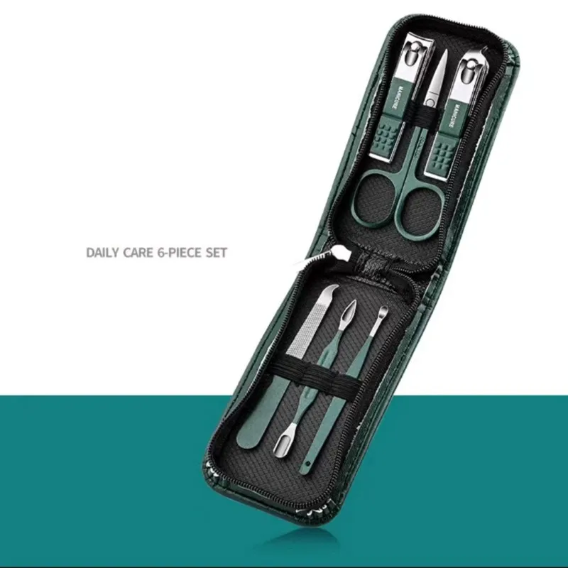 A96K-Stainless Steel Manicure Tools-Portable Nail Clipper Set 6 Pieces For Men And Women, Travel-Friendly Design