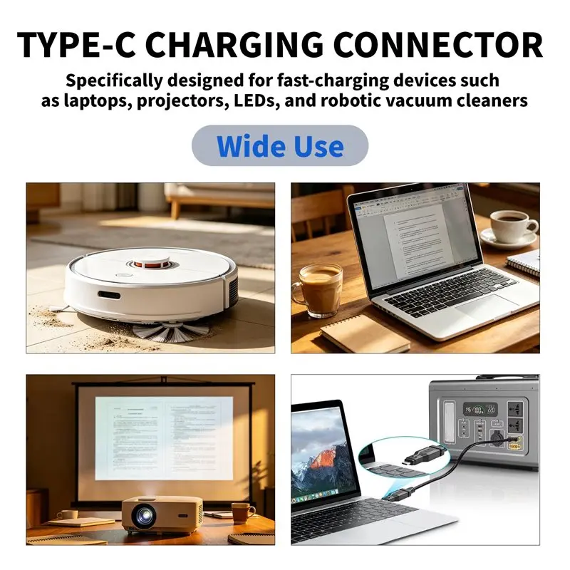 ELECT-XT60 To USB C Adapter XT60 Male To Type-C Male Harging Connector For Laptops LED Robot Vacuum