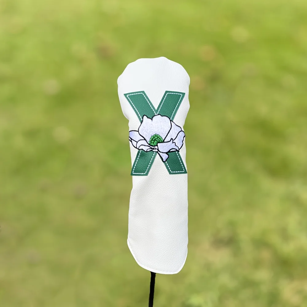 Funda para cabeza de palo de golf blanca serie Sakura: resistente al agua y duradera, diseño floral con flores de cerezo y detalles verdes