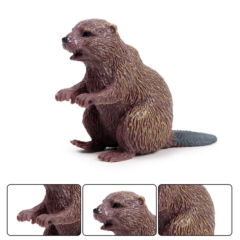 Oenux 10PCS piccoli animali della foresta simulazione Zoo Fox Pig Wolverine Beaver Model Action Figures Educational Cute Kids Toy regalo di natale