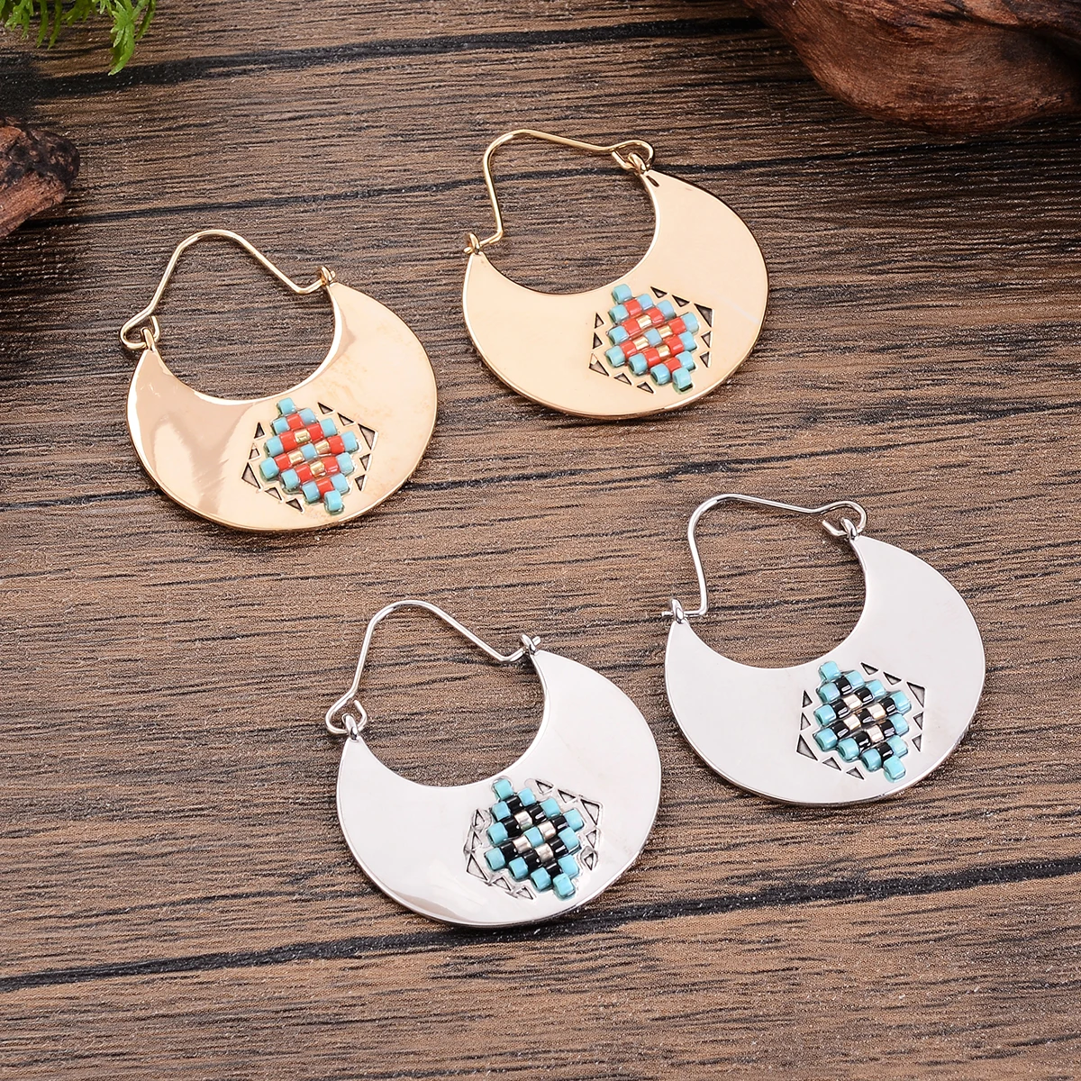 Bohemia Turkuaz Taş Damla Küpe Kadınlar için Vintage Etnik Altın ve Gümüş Küpe parti anne ve kendiniz için