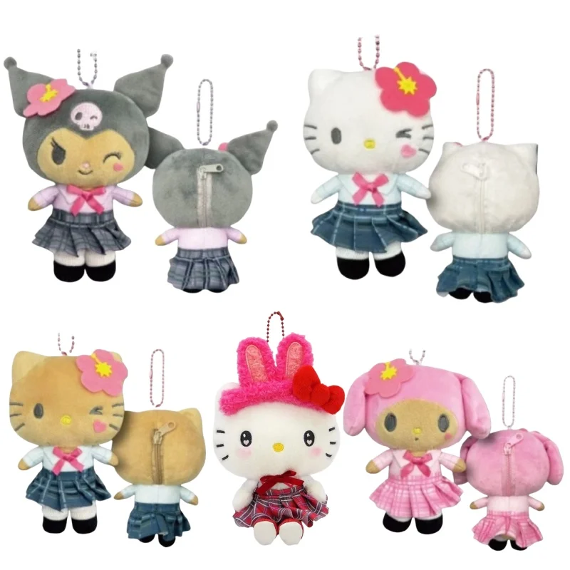 

Милая Sanrios Zoology Sakura, черная кожа, плиссированная юбка Hellokittys, плюшевая игрушка Heisei, кукла-пуля, брелок для девочек, сумка, подвеска