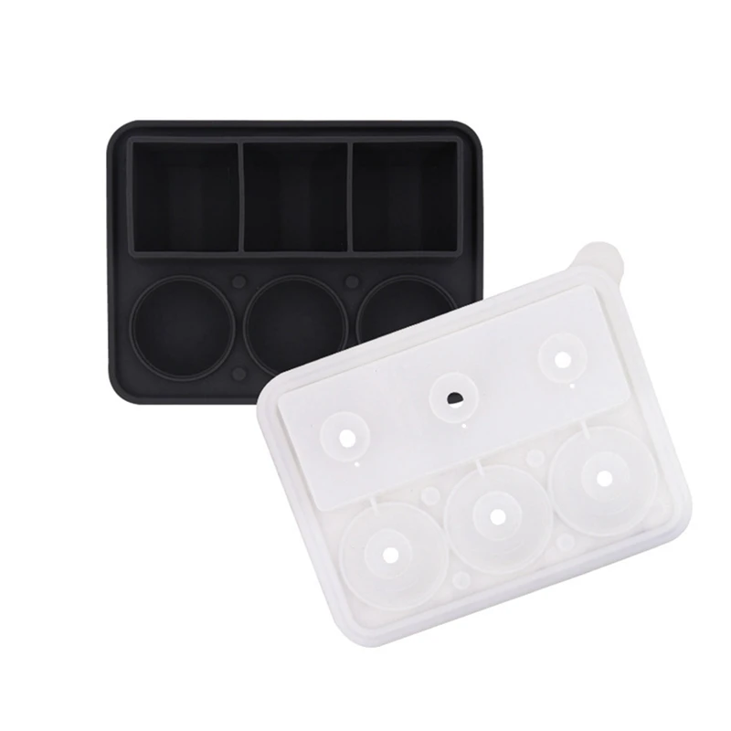 

Ice-Cube Tray Combo, Square & Ball Ice Molds, Slow Melting For Whiskey, Easy Release, Reusable