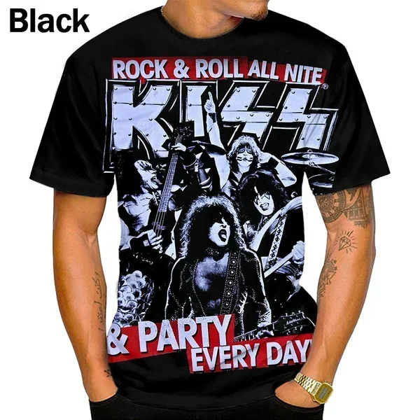

Fashion Men Women Hip Hop Personalized Breathable Casual Short Sleeve Music T-Shirt Summer New KISS Band 3D Printed T Shirt