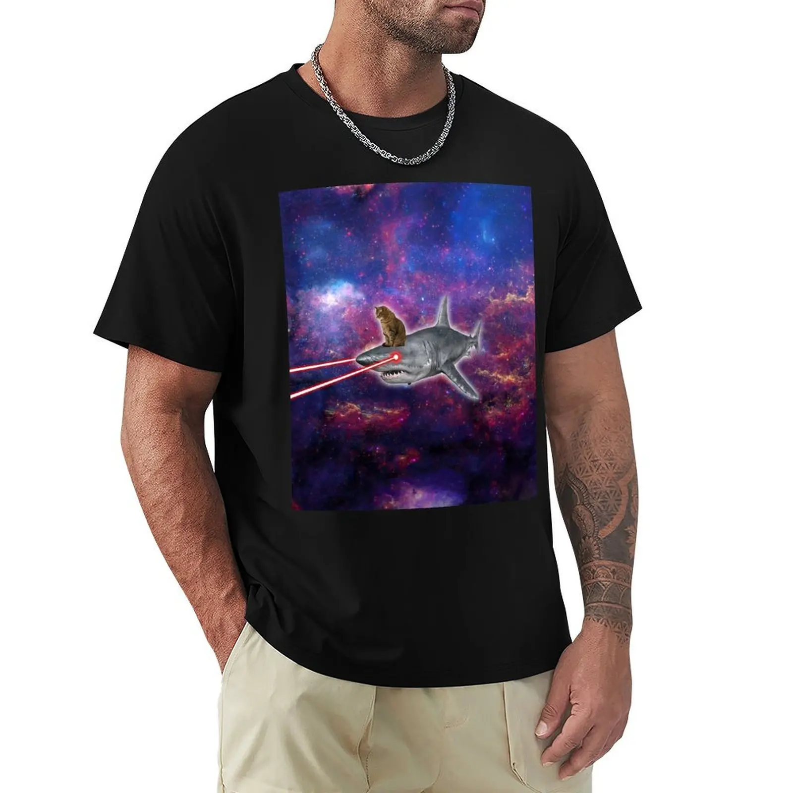 

SPACE CAT LASER SHARK! 2! T-Shirt anime shirt graphic t shirt vintage designer t shirt men