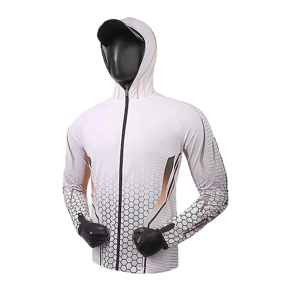 

Fishing Shirts Men Long Sleeve Hooded T-Shirt Outdoor Fishing Upf 50 Breathabble UV jacket Unisex full zipper Fishing Summer
