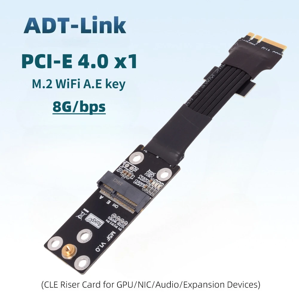 

M55SF M.2 Key A.E.WiFi to Key E Card Flat Extension Cable PCI-e 4.0 X1 90-180 Degree Ribbon Riser Card For Motherboard Extender