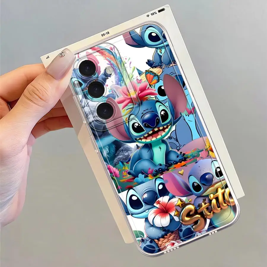 Funda transparente divertida de dibujos animados de Disney Stitch para Samsung Galaxy A21s A32 A71 A52s A16 A50 A51 A72 A31 A52 A12