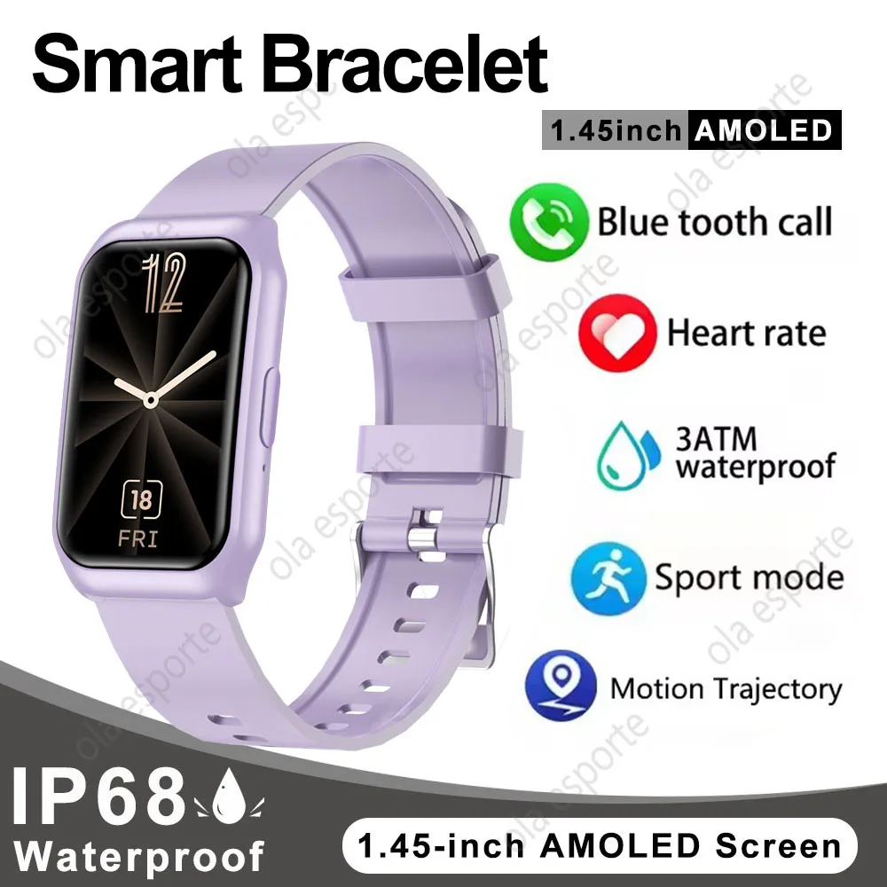 

Смарт-часы для женщин и мужчин, AMOLED-экран, мониторинг сердечного ритма, Bluetooth-вызов, IP68, водонепроницаемый умный браслет для спорта на открытом воздухе
