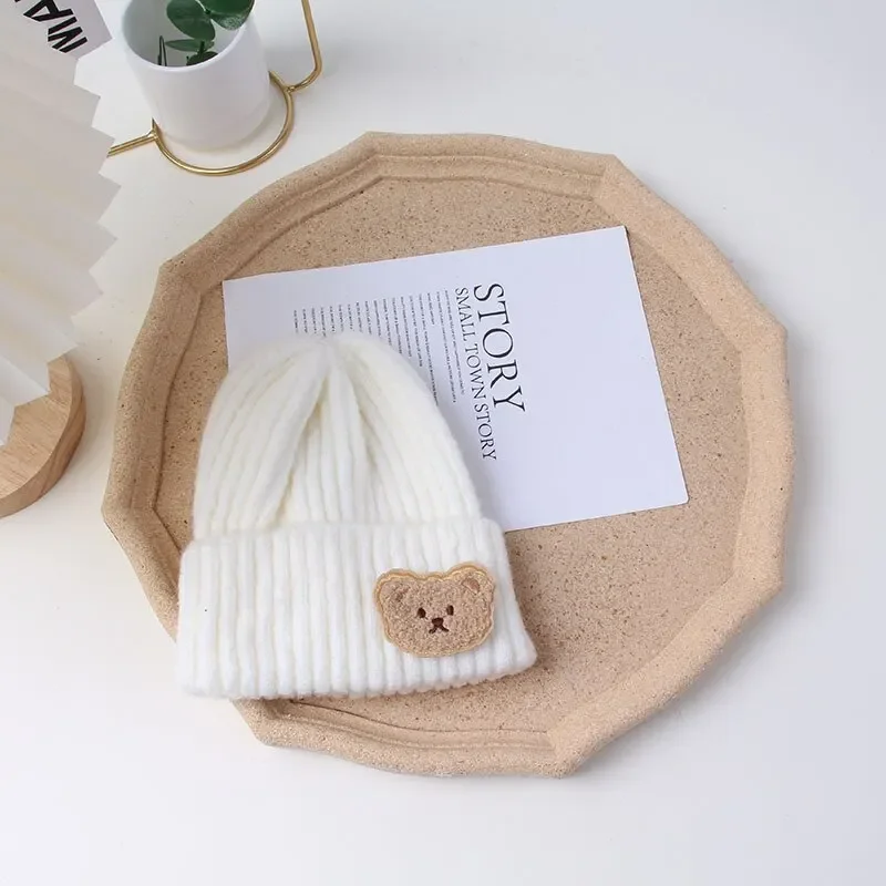2026 Baby-Wollmütze mit niedlichen Bärenohren, Ohrenschutz, Kinder-Wintermütze, verdickt, warm, gestrickt, koreanische Version der Babymütze