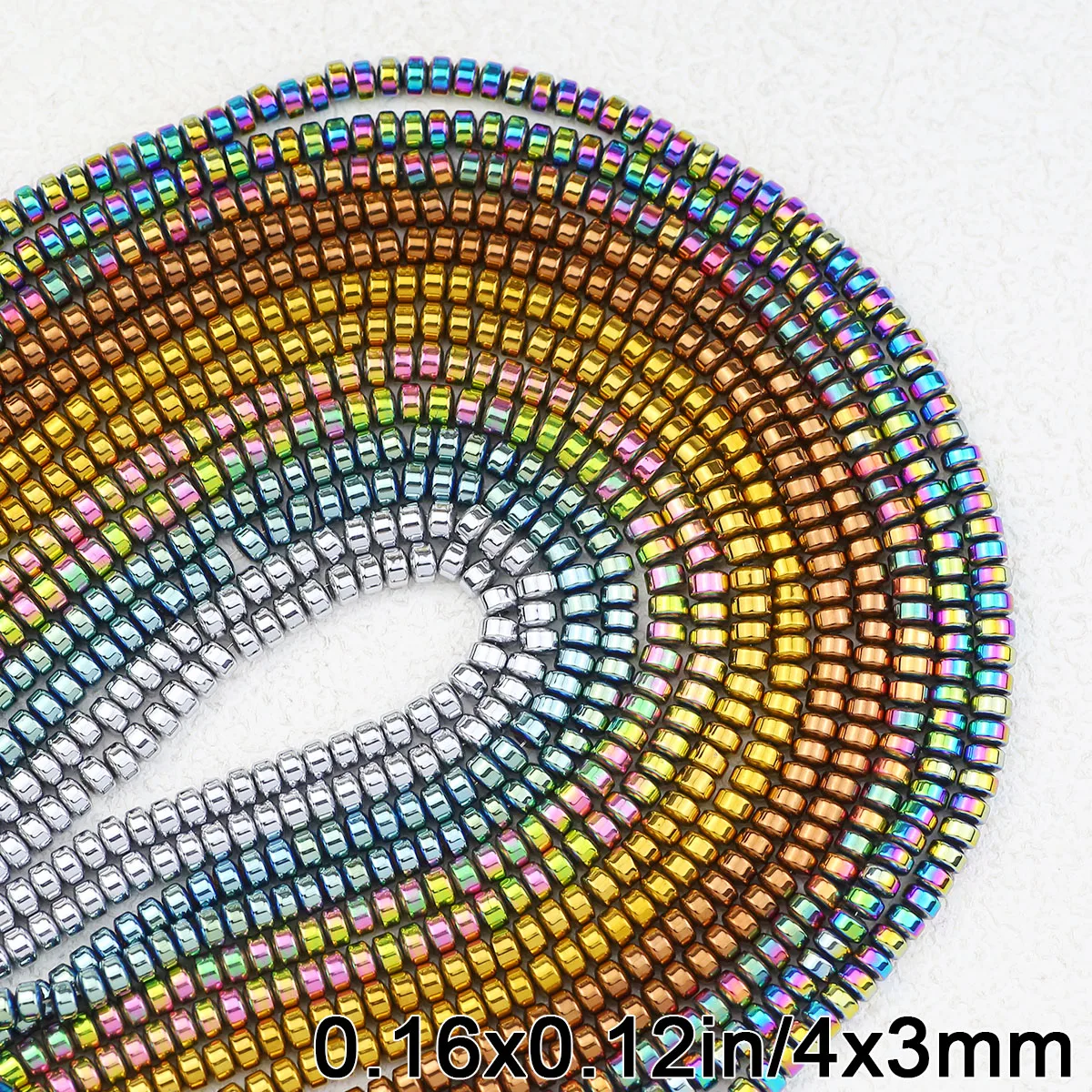 Bunte flache runde Hämatit Naturstein Spacer lose Perlen 4x3mm 125 Stück für Schmuckherstellung Armband Halsketten DIY Zubehör