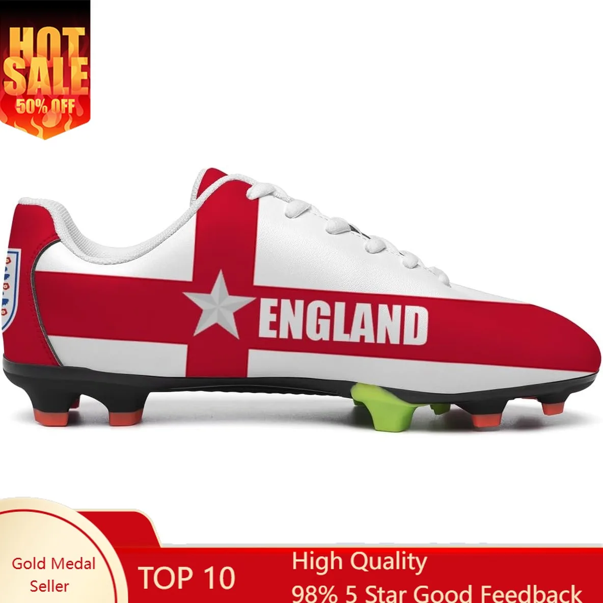 

England Flag Football Shoes One Star Men Womans Soccer Shoe PU Sneakers Outdoor Lace Up Sports Shoes 2026