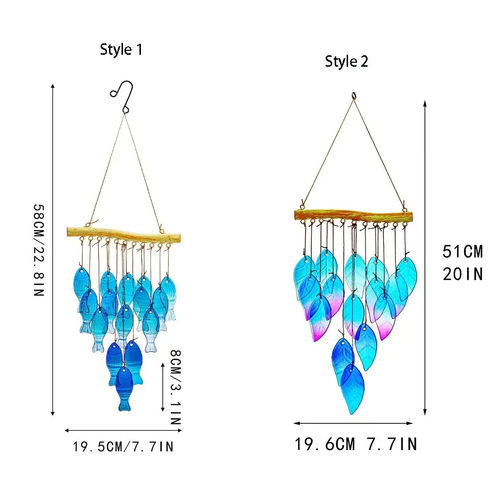 Home Decor Hanging Fish Shaped Wind Chime Creative Colorful Sun Catcher Handmade Exquisite Light Collection Pendant Courtyard