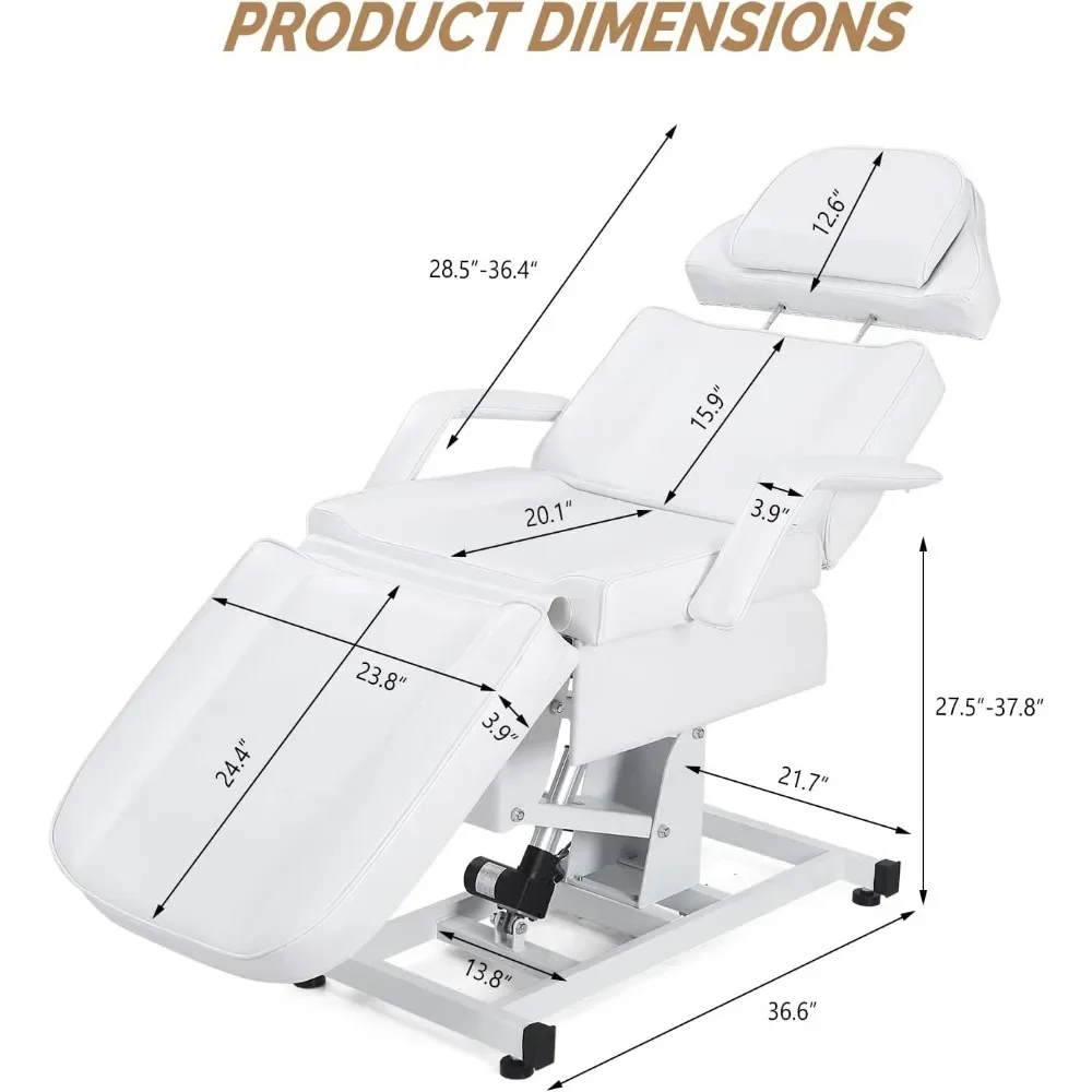 Fully Electric Salon Facial Bed Chair, Multi-Purpose Massage Tattoo Lash Table, Height Backrest Footrest Adjustable image 3
