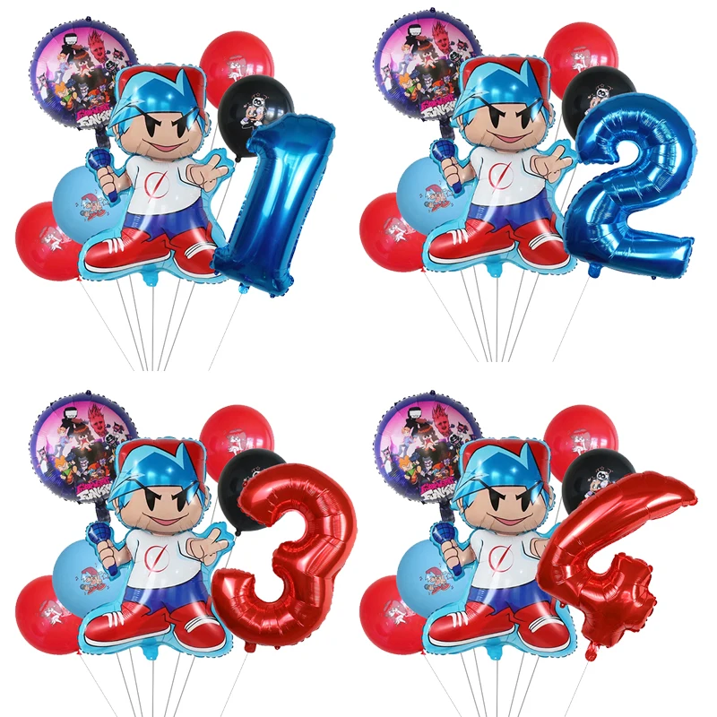 7Pcs Friday Night Digital Balloons Set Funkin Number Globos Children\'s Birthday Party Baby Shower Home Decorations Kids Toy Gift