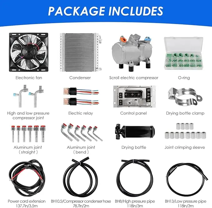 TELCOOL 12V Wall-mounted Electric Air Conditioning Kit for Trucks, Motor Homes, Vans, Buses, Excavators, Agricultural Vehicles view 6