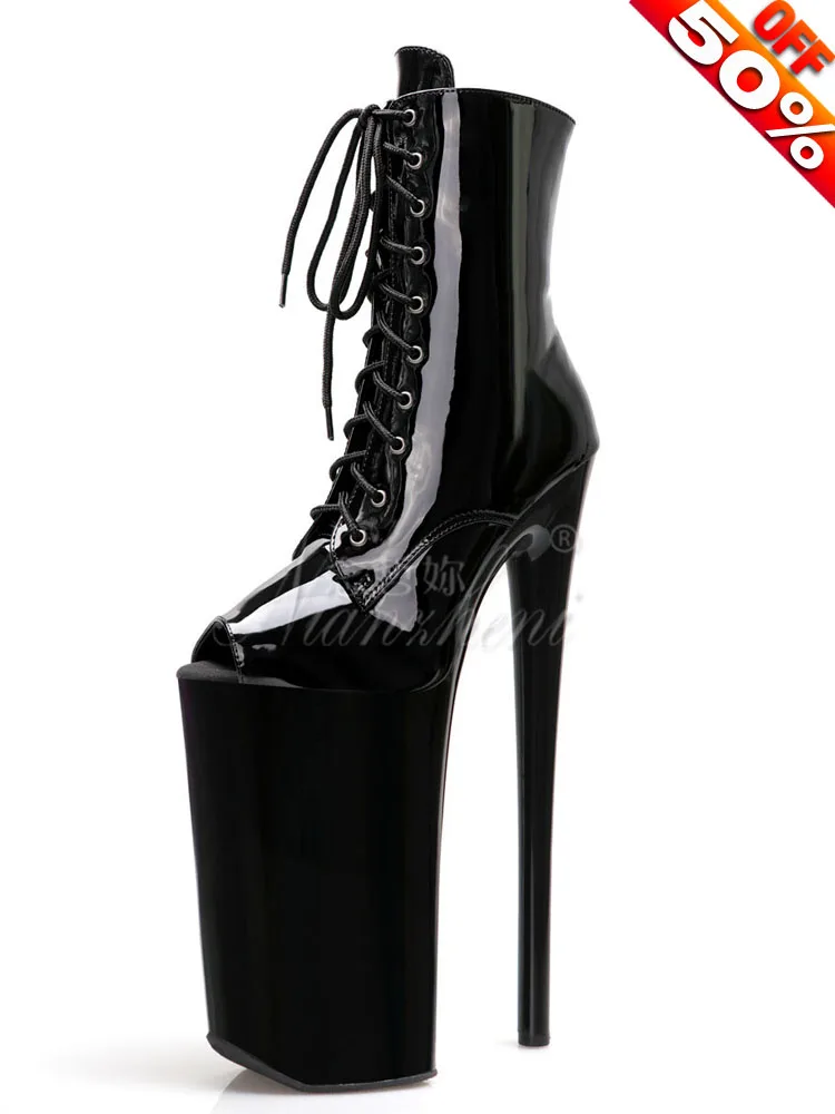 

Sexy Fetish Shoes 10Inch Ankle Platform Boots Lace Up Women's Gothic 26cm Pole Dance Shoes Nightclub Stripper Heels Nightclub