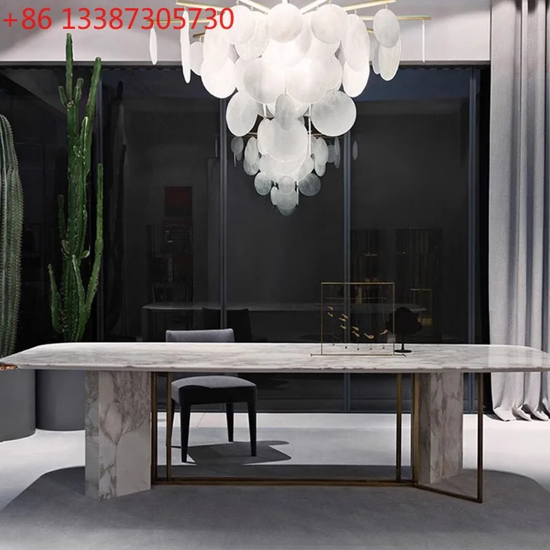 

Итальянский светлый роскошный обеденный стол из каменной плиты, скандинавская современная простая гостиная