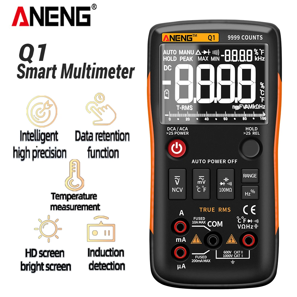ANENG Q1Professional Digital Multimeter 9999True RMS Analog Tester DIY Transistor Capacitor NCV LCR Meter for Electronics Repair