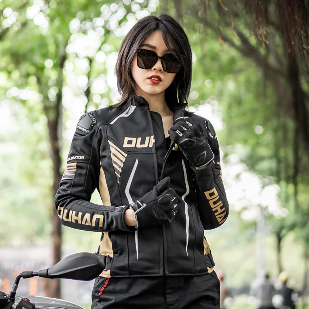 

DUHAN Summer Motorcycle Jacket Breathable Mesh Motocross Cycling Clothes Men Women Built In Detachable CE Protective Gear