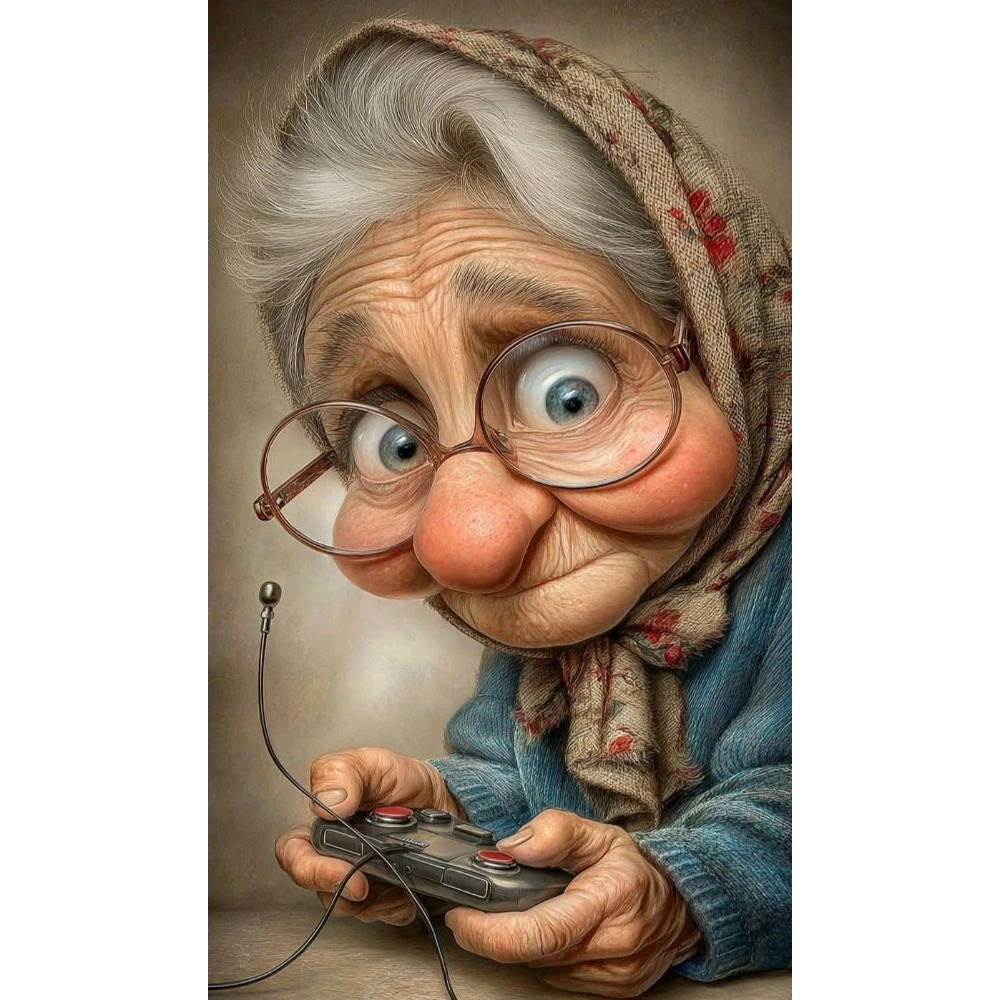 Resin Art Video - Funny Gamer Grandma Playing Video Game