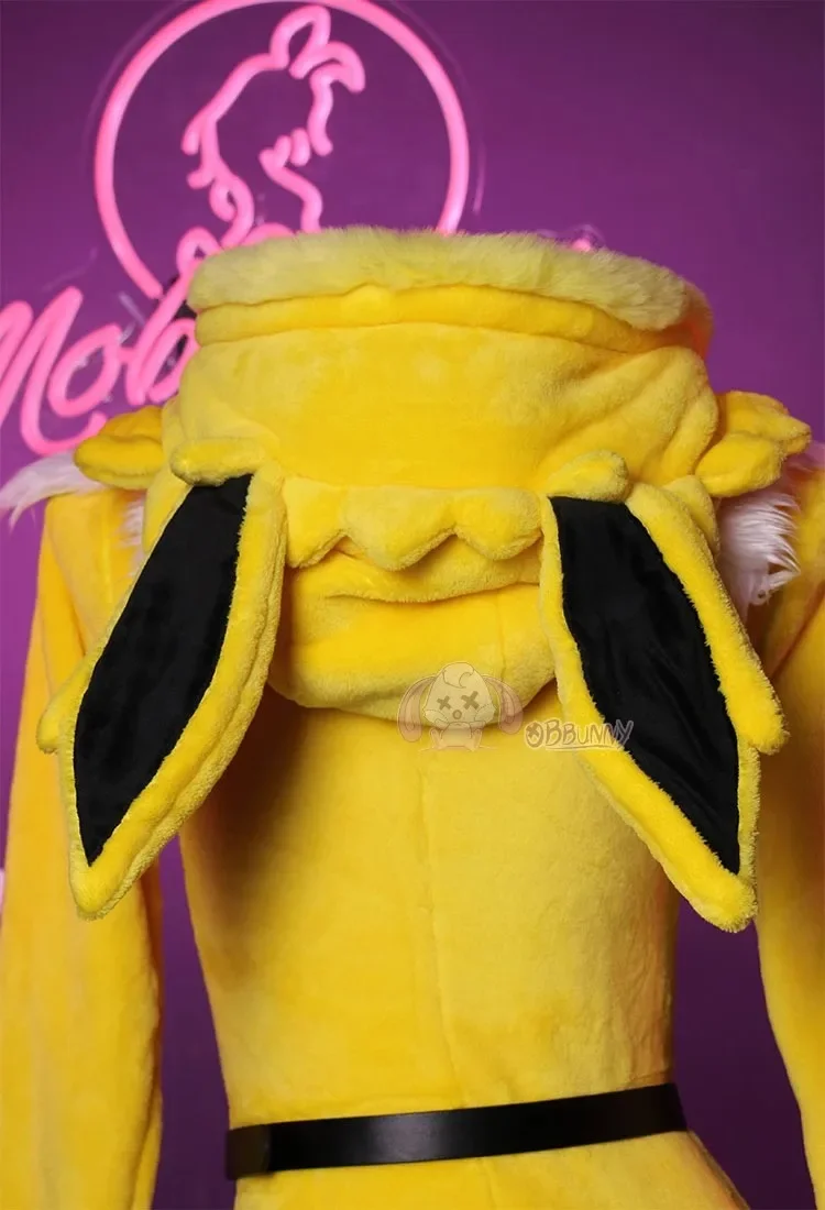 Kostum Cosplay Anime Jolteon untuk Wanita Setelan Kaus Kaki Bodysuit Bertudung V Dalam Seksi Piyama Mewah Kartun Gadis Kelinci Lolita Natal