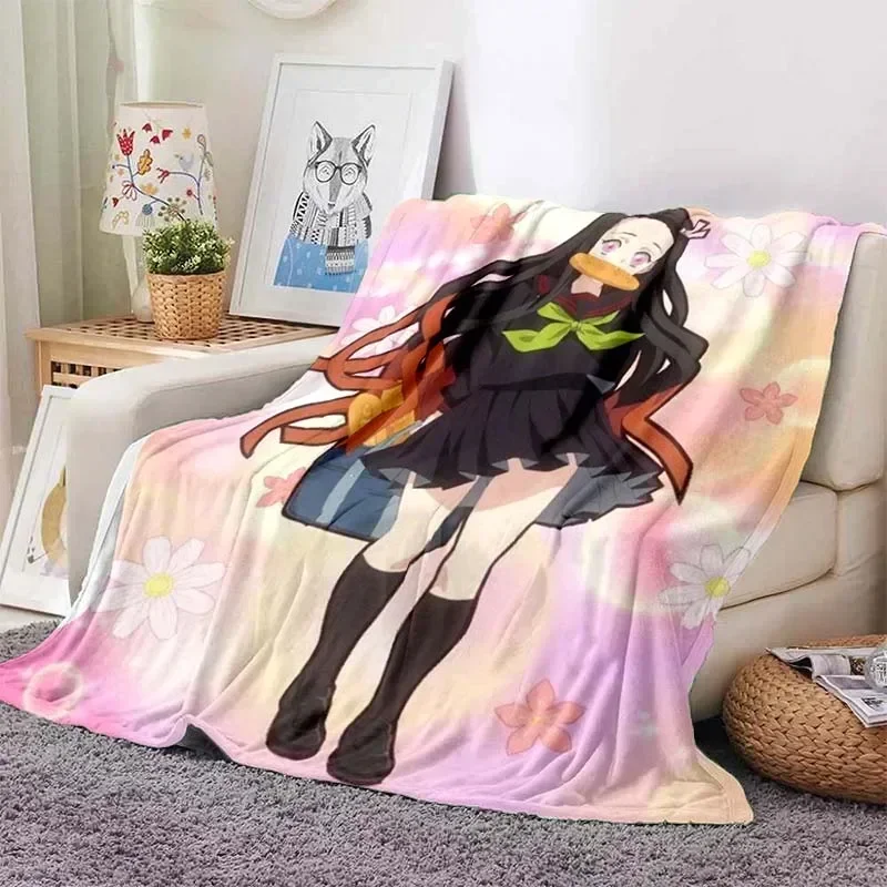 Kamado Nezuko Flannel Demon Slayer Blanket Washable Sofa Cover Hiking Picnic Fashionable Leisure Napping Throw Blankets