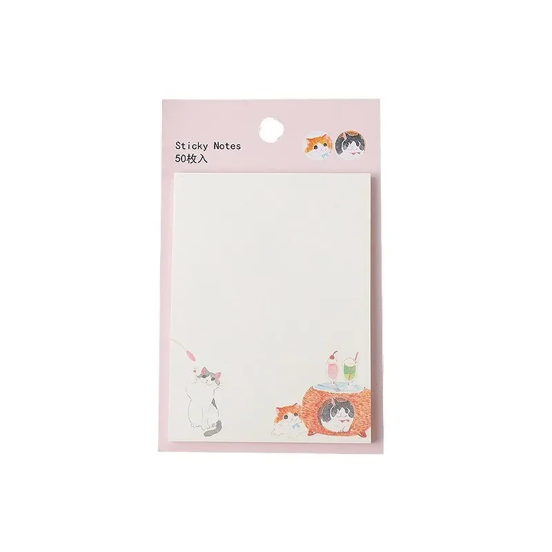 50pcs Notes Creative Cartoon Cat Message Notepad Exquisite and Cute Notes Diary Notes