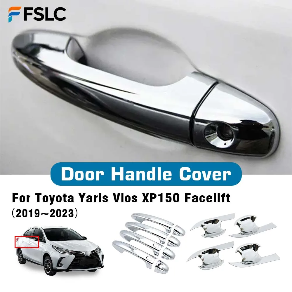 

Car Decoration Door Handle Cover For Toyota Yaris Vios XP150 Facelift 2019-2023 Cars Accessories Chrome Silver Exterior Styling