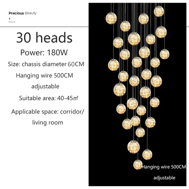 SANDYHA Moderne LED Kronleuchter Glaskugel Dimmbar 6