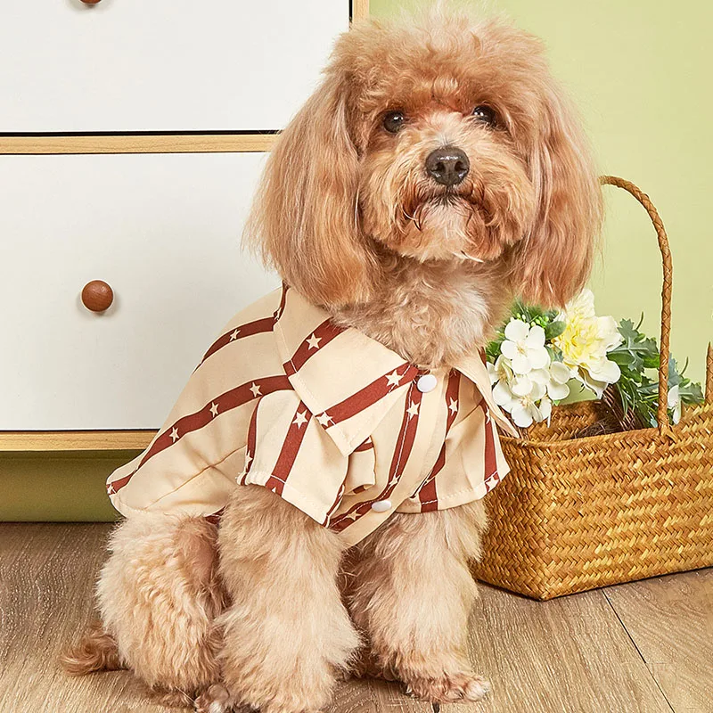 

New Summer Ins Classic Striped Shirt Pet Clothing Printed with Star Striped Breathable Thin Dog Clothing Hot Selling Pet Apparel