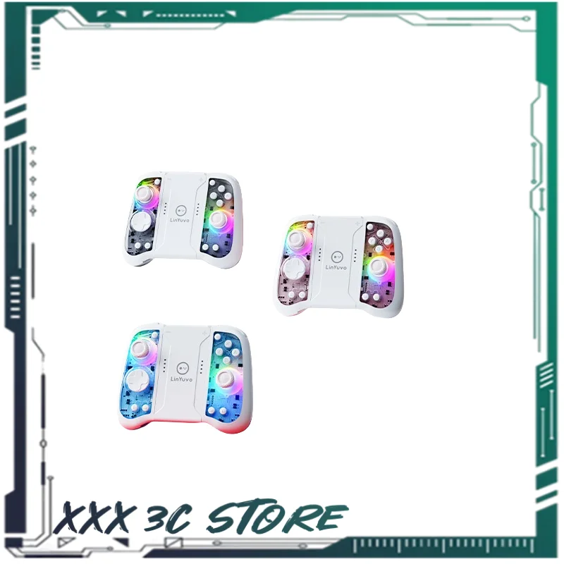 Игровой контроллер Linyuvo, разделенный беспроводной геймпад, RGB светильник, рокер для зала, программирование, двойной мотор, вибрация, аккумулятор высокой емкости