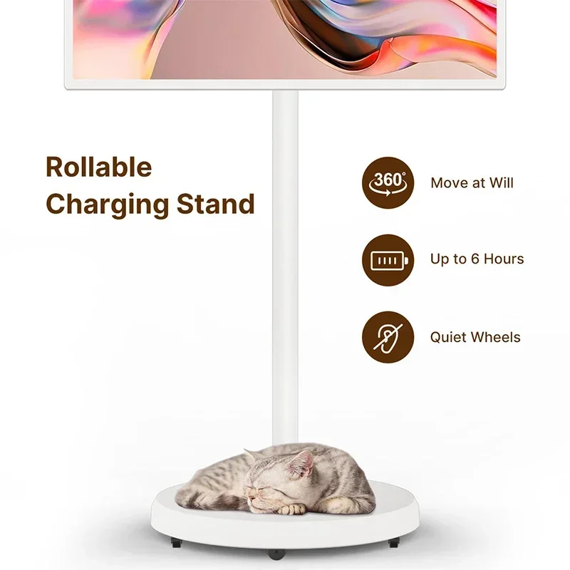 StandByMe Smart TV 21.5 Inch Digital Display with Removable Stand WIFI 12 Android 1080P Tablet for Home Studying Foldable Screen