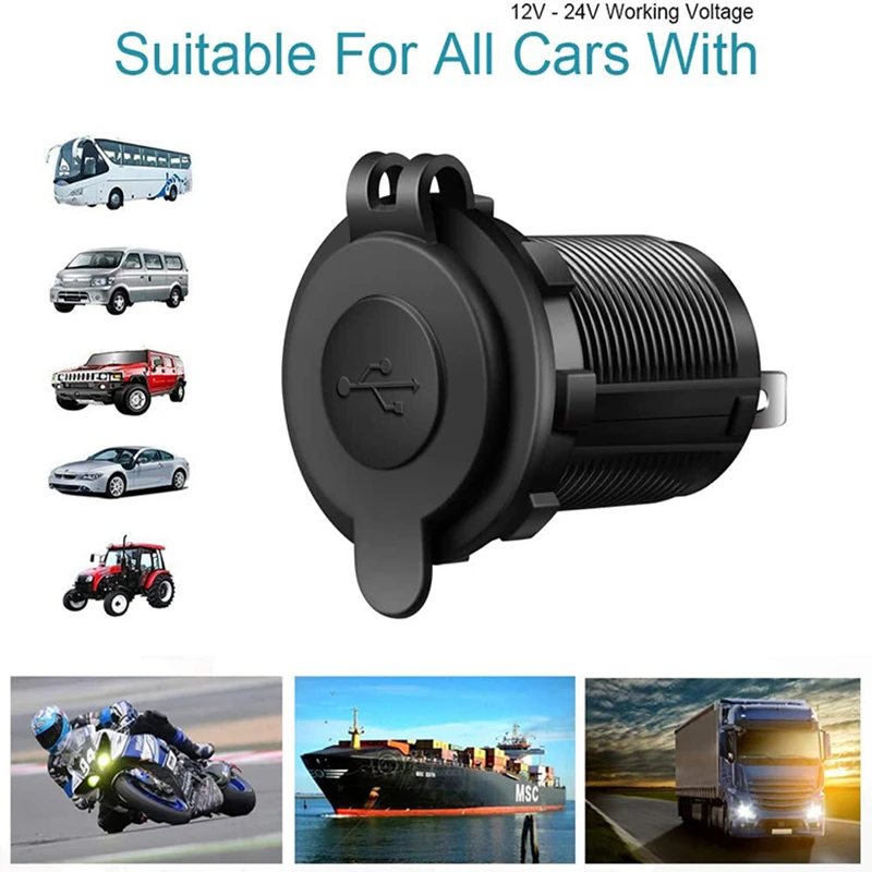 5V 3.1A Dual USB Car Charger Socket Adapter Power Outlet Car USB Charger socket for 12V 24V Motorcycle Car boat and more