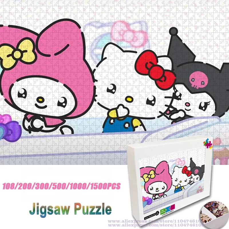 

Sanrio My Melody Hello Kitty Kuromi головоломка 108/200/300/500/1000/1500 шт. интеллектуальные головоломки для детей подарок с коробкой