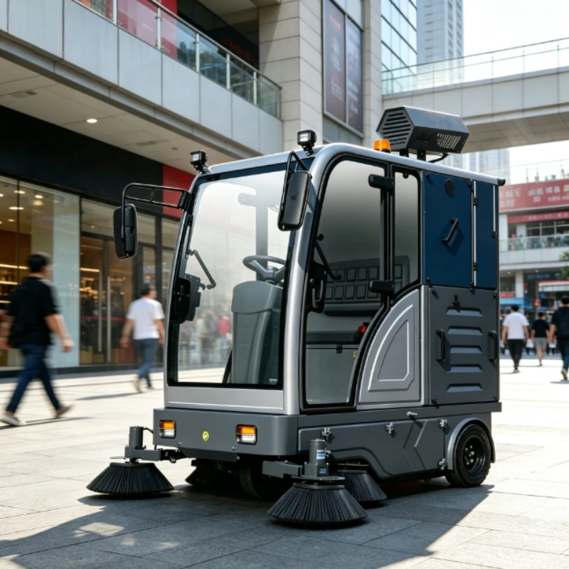 Full Enclosed Single Seat Pure Electric Dust Sweeper Circulation Cabin Large Capacity Waste Tank Plaza Equipment