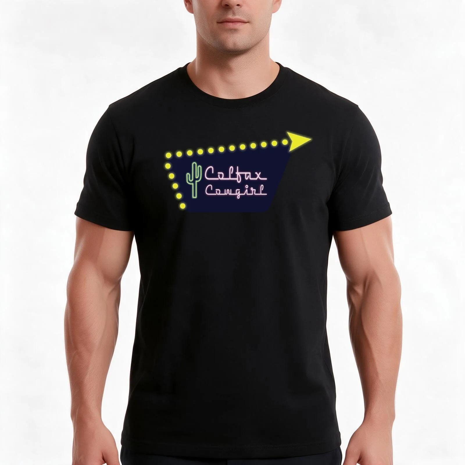 Colfax Cowgirl Motel Neon T-Shirt Summer Casual Cotton Tee Oversized Streetwear Tops Vintage Graphic Print Unisex Men Women
