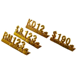 KD SR RM Dollar Sign Combined Price Display Cubes Blocks Numbers Glod Metal Price Tag For Jewelry Price Display Counter Stand