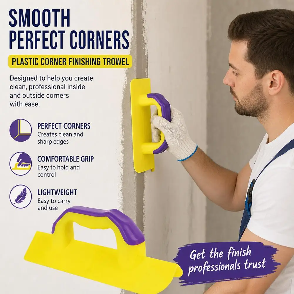 Plastic Trowel Corner Finishing Trowel Putty Knife Drywall Scraper for Floor Wall Ceramic Tile Grout Home Construction Tools
