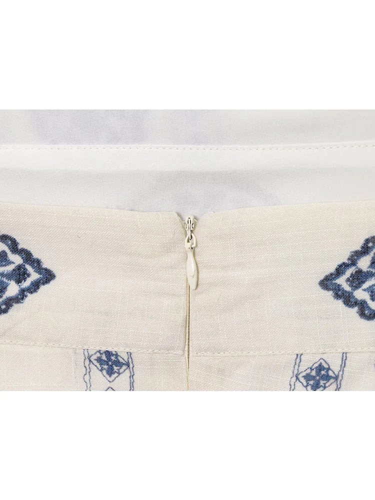 TFMLN 여성용 프린트 할로우 드레스 섹시한 백 레스 슬래시 넥 민소매 캐미솔 드레스 여름 새로운 패셔너블 슬림 피트 미디 드레스