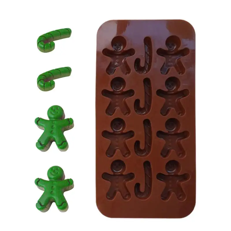 Gingerbread Man Cake Mold 12-Cavity Candy Mould Christmas Mould Candy Cane Mold For Baking Chocolates Candies And Cookies