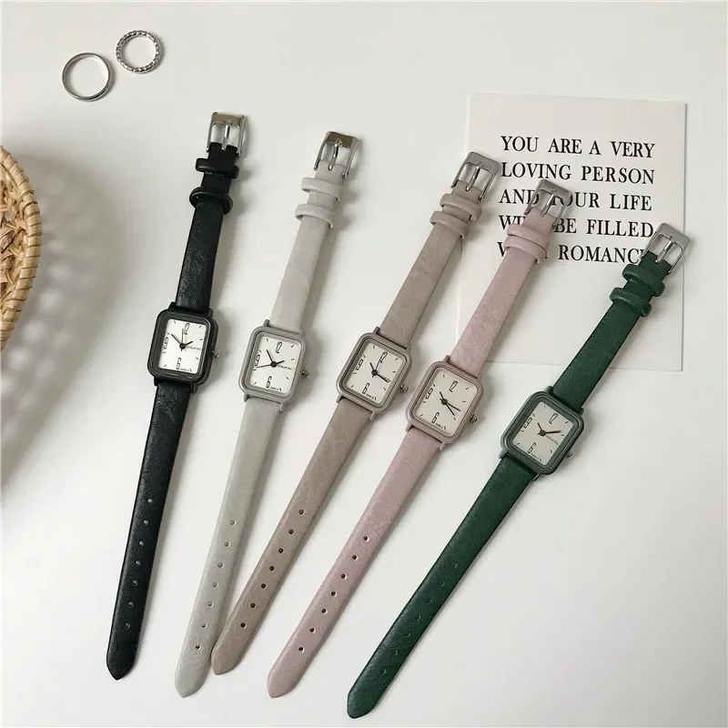 Retro Square Design Woman watch Minimalist Women Quartz Watches Casual Dress Ladies Black Leather Wristwatches Clock Reloj Mujer