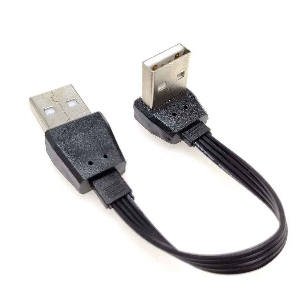 Flexibles Silikonkabel, ultradünner USB-auf-USB-Kabelstecker, Stecker 0,1 m-0,5 m, rechtwinkliger Stecker vom Typ 90 der Klasse A