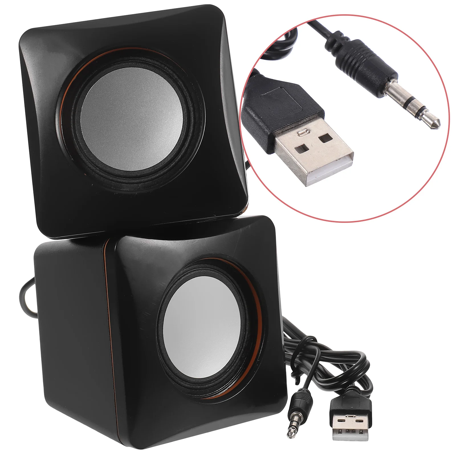 

1 Pair Usb Abs Copper Material Desktop Computer Portable Small Desktop Mini Speaker Audio Speaker For Home Office Use
