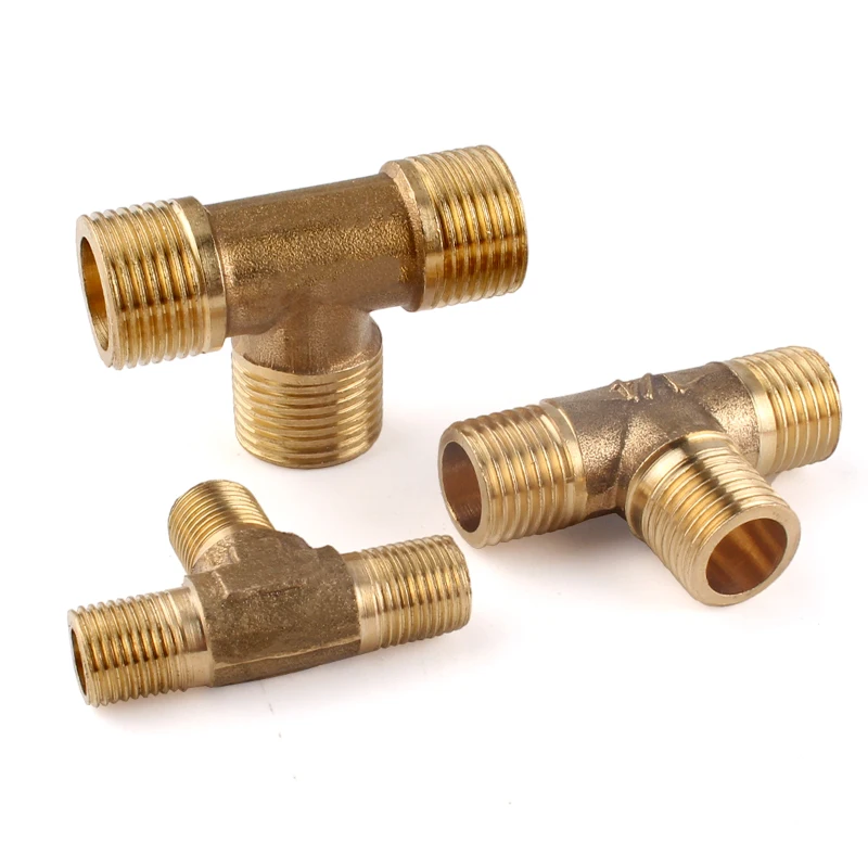 Raccordo per tubi in ottone idraulico pneumatico filettatura maschio/femmina G1/8 G1/4 G3/8 G1/2 raccordi in rame tipo Tee adattatore per Gas olio acqua