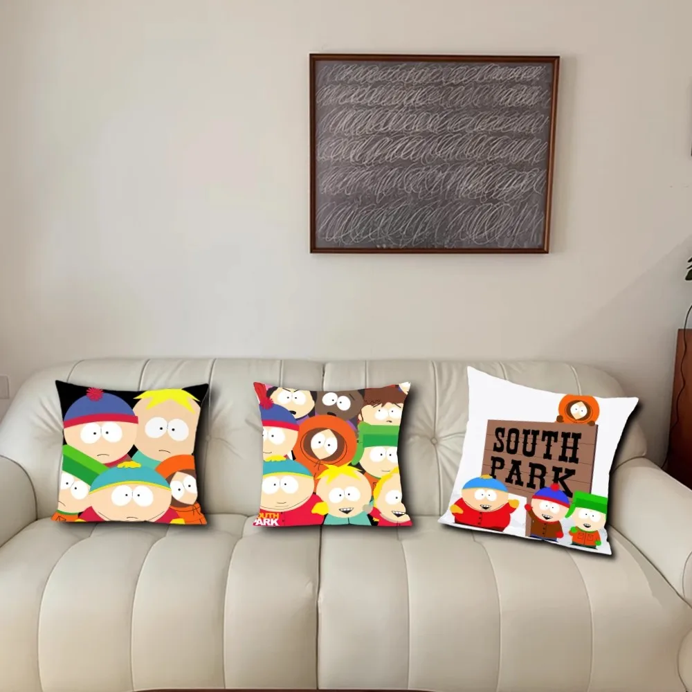 Cartoon S-South P-Park Pillow Case Living Room Accent Couch Back Support Square Lounge Restful Nap Companion ﻿