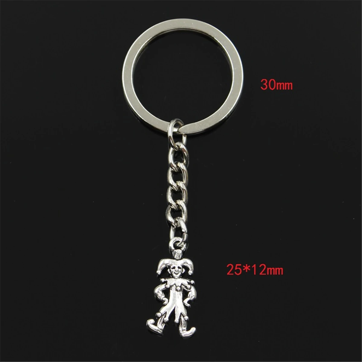 Moda Clown Joker Jester 25x12mm wisiorek 30mm brelok do kluczy brąz kolor srebrny mężczyźni prezent samochodowy pamiątki brelok Dropshipping — zdjęcie 3