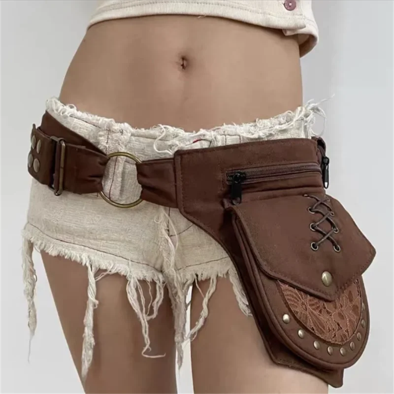 Rivet Wide Waist Belt Spicy Girl Clothing Accessories Outdoor Travel Retro Multifunctional Waist Bag Belt Trend Girdle Belt
